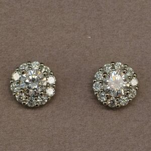 Moissanite Crystal Halo Stud Earrings